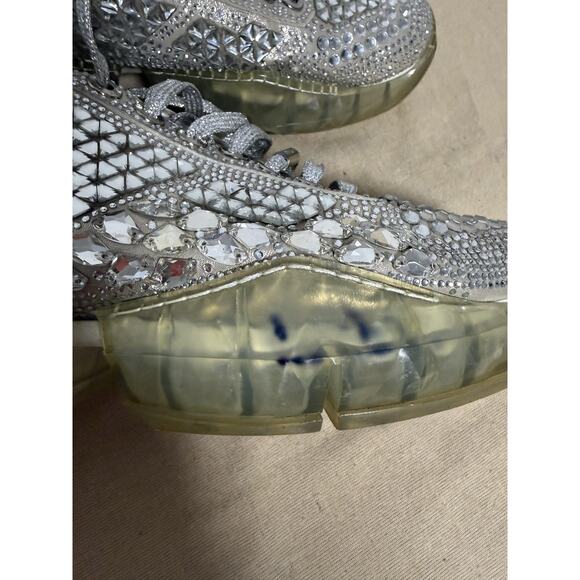 Jimmy Choo Shoes Womens Size 9 Silver Crystal Embellished Chunky Sneakers Italy - Picture 10 of 16